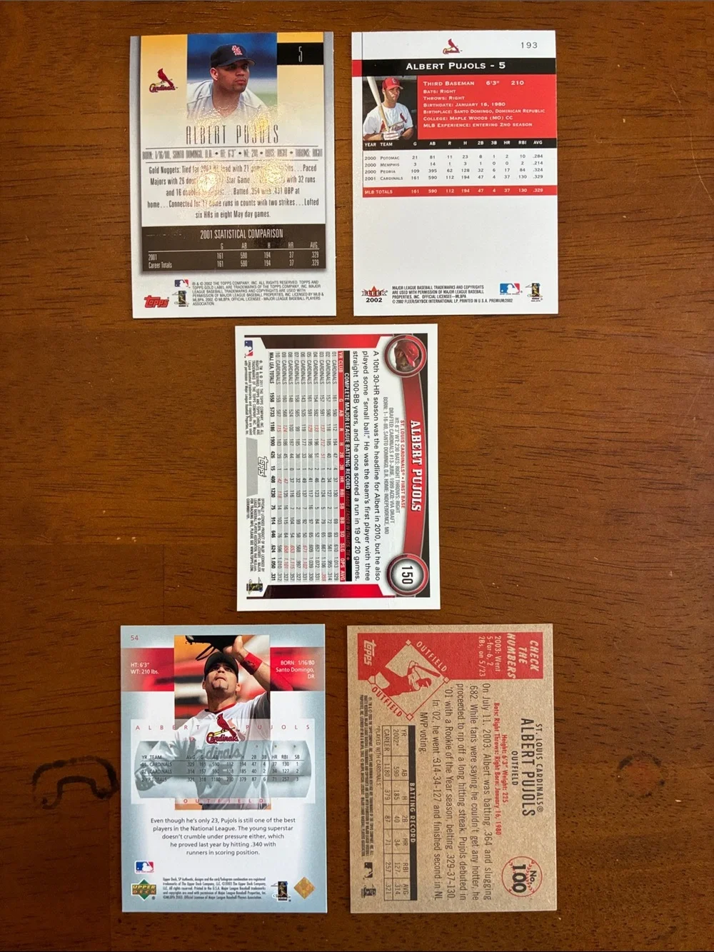 5 Card Albert Pujols Lot
